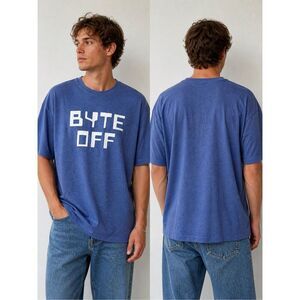 Stranger Things Men’s T-Shirt BYTE OFF Graphic Blue 2XL Cotton Blend